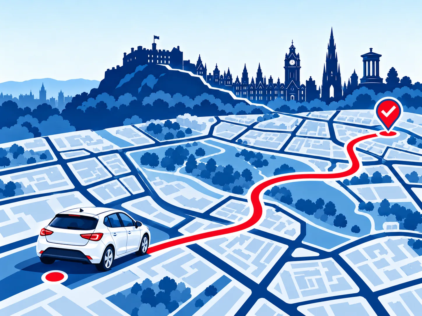 Illustrated West Edinburgh route map for Be A Good Driver lesson coverage